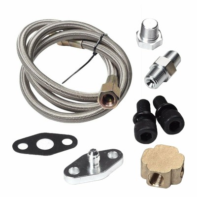 36" Turbo Oil Inlet Feed Line Fitting Kit For T3/T4 T25/T28 Turbo Turbocharger