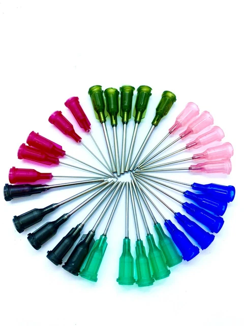 ugelli punta smussata non medici per luer lock, punta lunga 1", colla, olio, vernice