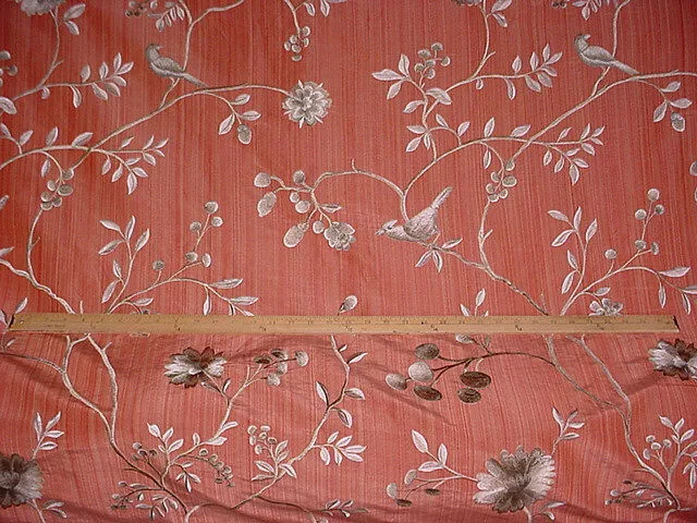 14-5/8Y Lee Jofa 2008114 Parktown Silk Emboirdered Bird Silk Upholstery Fabric