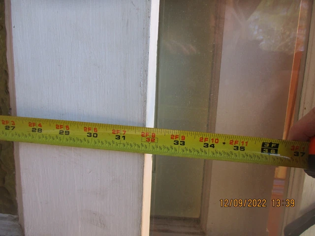 Exterior Wood Door Large  Pane Yellow Glass 3 Panels  32 X 79  We Ship 3