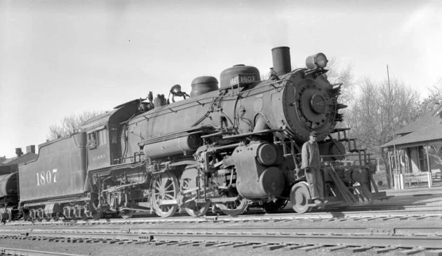 AT&SF SANTA FE Railroad locomotive engine No. 1807 type 2-6-2 OLD TRAIN ...