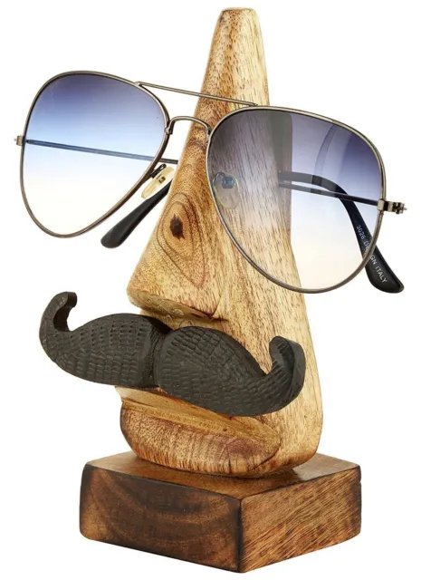 Porte-lunettes en forme de nez en bois, porte-lunettes, moustache