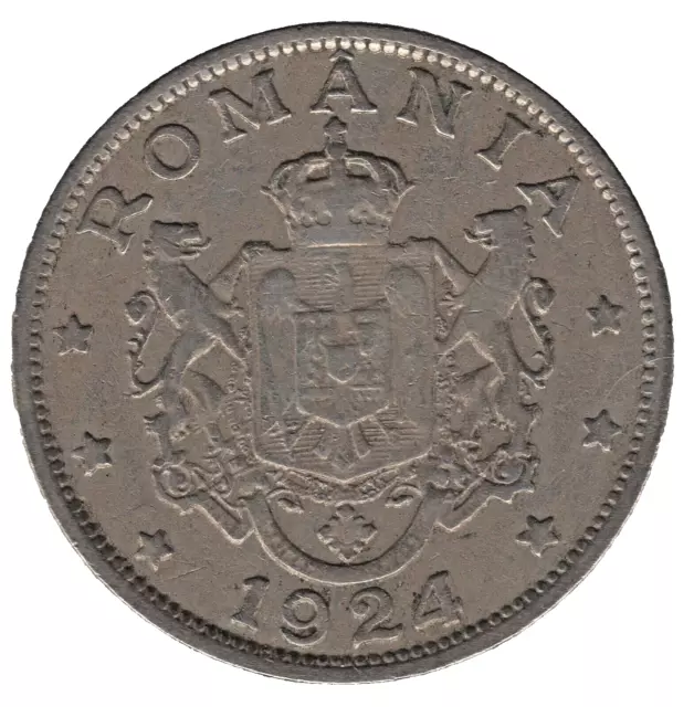 1924 Romania 2 Lei Coin