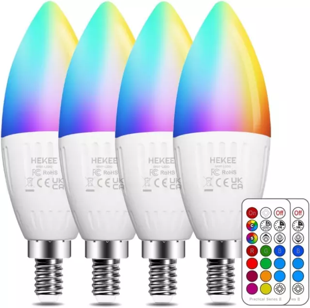 Hekee E14 LED Kerzenlicht Glühbirnen, farbwechselnd, 40 W Glühlampe Äquivalent,