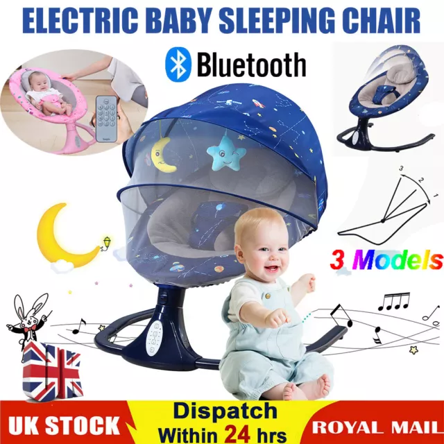 UK Electric Remote Baby Swing Infant Cradle Bouncer Rocker Chair Music Bluetooth