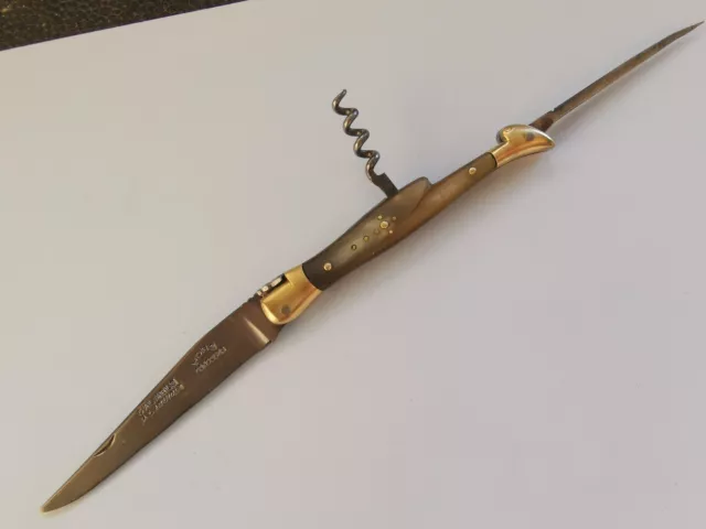 COUTEAU ANCIEN LAGUIOLE CALMELS 10 cm forgée 3 pièces Knife Messer Coltello 3