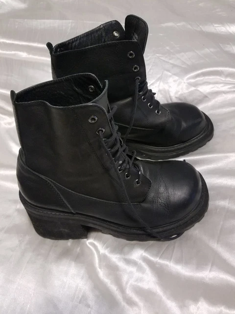 UNIF THRASH LEATHER BLACK Boots Size Combat PicClick UK