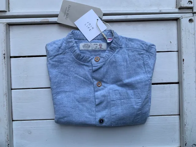 Camicia Neonato Bambino Zara Baby Boy 2-3 Anni 98Cm Azzurro 100% Cotone Nuova