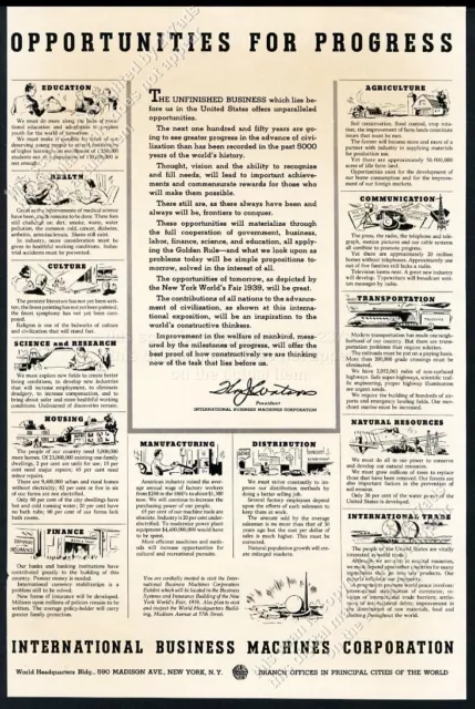 1939 IBM exhibit New York World's Fair opportunities theme art vintage print ad