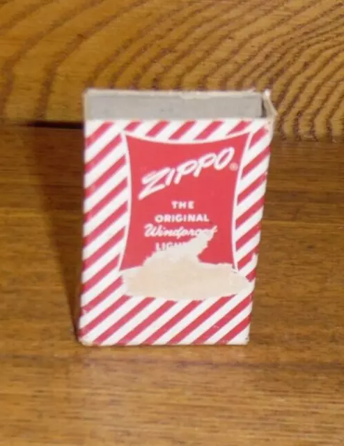 Vintage Red & White Stripe Empty Zippo Lighter Box Only As Seen