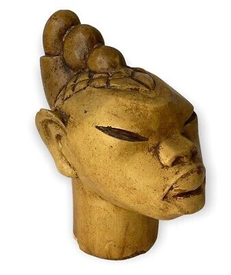 Vintage Clay African Native Tribal Sculpture Head Primitive 5" X 5"