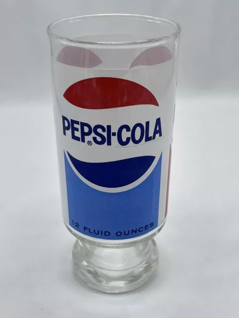 Vintage Pepsi Cola  Footed Pedestal Red White Blue Footed Tumbler Glass Cup