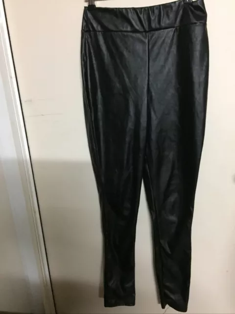 pretty little thing Brand Sz Uk10 Black Leatherlookalike Pants