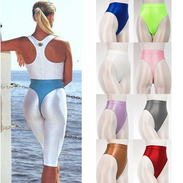 Leggings da donna tanga jegging sexy lucido raso morbido lucido vita alta