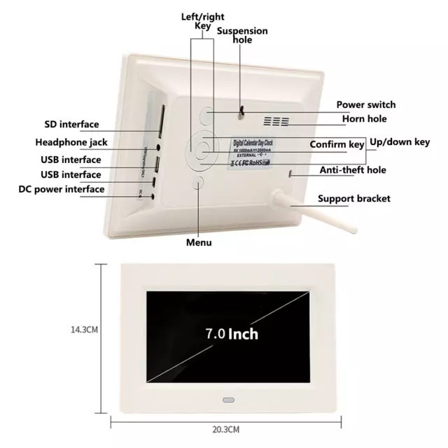 8inch LED Dementia Digital Calendar Clock Alarm Extra Large Day/Week/Month/Year 3