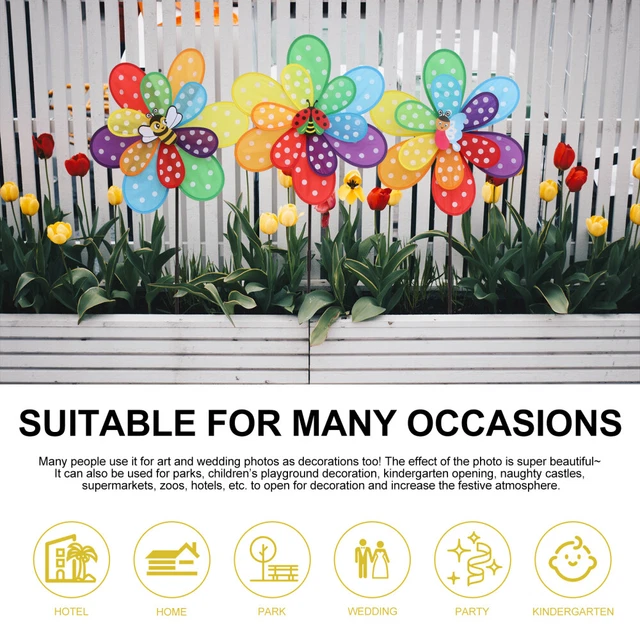 5Pcs Doppel Schicht Windmühle Spielzeug Sunflower Windrad Wind für Hof 8