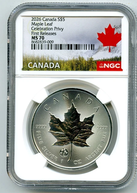 2026 $5 CANADA 1Oz Silver Ngc Ms69 Celebration Privy Premium Maple