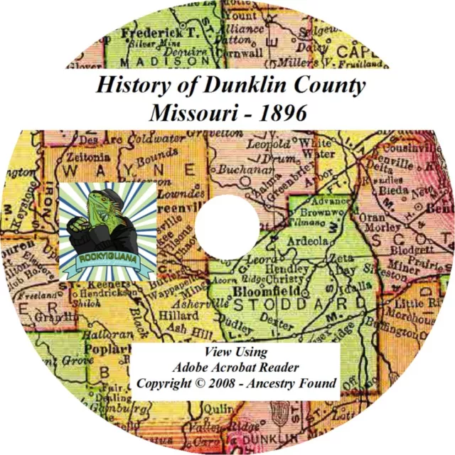 1896 - DUNKLIN County Missouri MO - History & Genealogy Ancestry Family - CD DVD