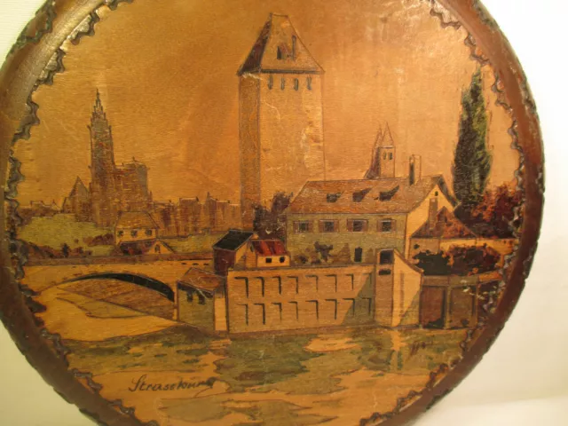 Strasbourg Francia Estilo Moderno Madera Tallado Placa de Pared Um 1910