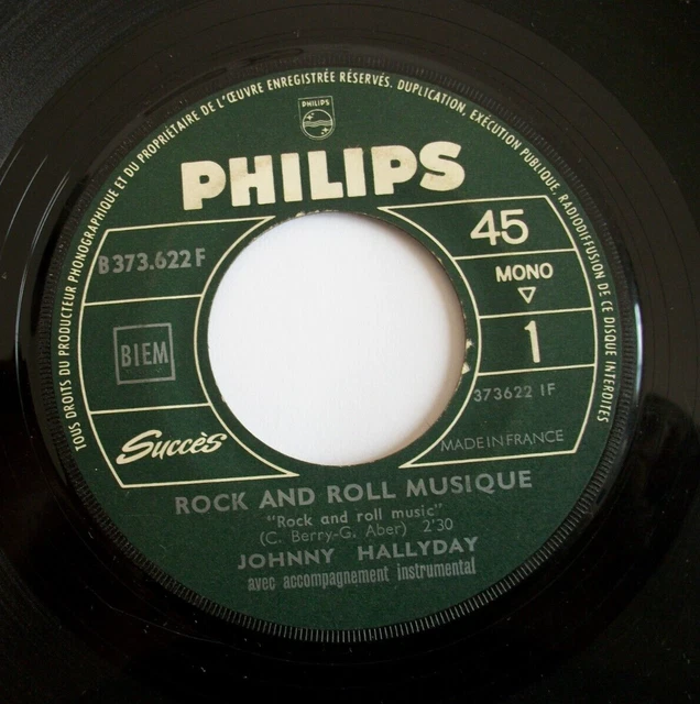 45T Juke Box Johnny Hallyday Rock And Roll Music / Plus Je Te Regarde 1965