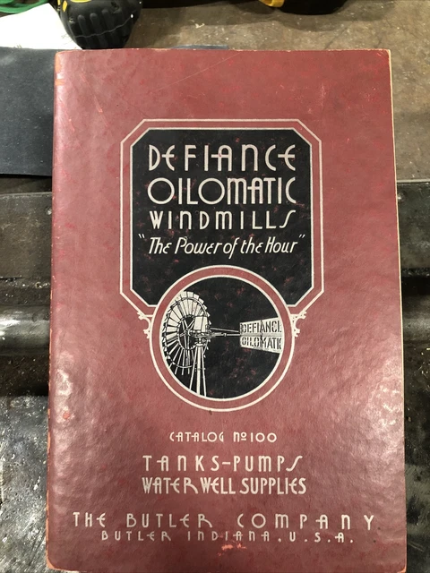 Vintage 1939 DeFiance Oilomatic Windmills, Cat. No.100 with Dealer price sheet