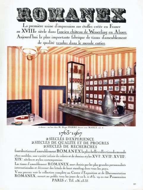 publicité Advertising  1022  1968   Romanex  usine impression étoffes  ameubleme
