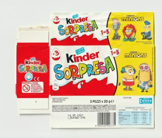 Cs3c - Confezione Vuota Pubblicitaria Kinder Sorpresa Illumination Minions