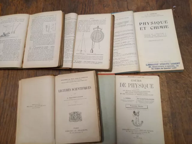 Lot  5 livres scolaire anciens  cours de physique chimie 2