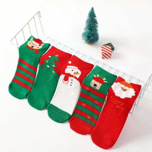 5 Pairs Christmas Socks Cotton Child Xmas Children Winter Funny Casual