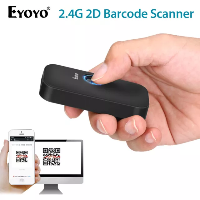 Eyoyo 2D Barcode Scanner USB Wired/2.4G Wireless/Bluetooth Bar Code Phone Reader