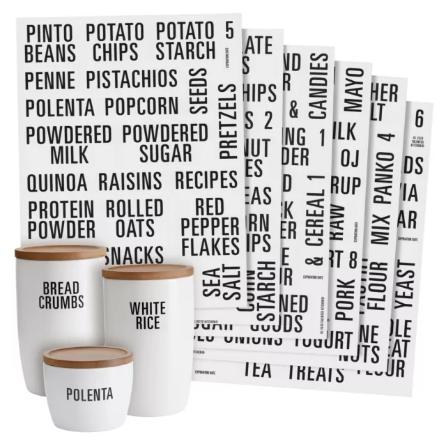 224 Pieces Pantry Labels for Kitchen Canisters, Black Font on Clear Stickers