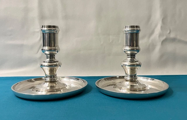 Paire De Bougeoirs Portes Allumettes Bergère De France – Métal Argenté, Made In France