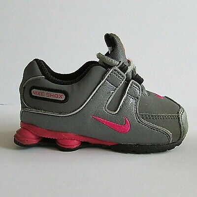 NIKE SHOX TODDLER Sneakers Shoes Gray Pink Black Girls Size 7C