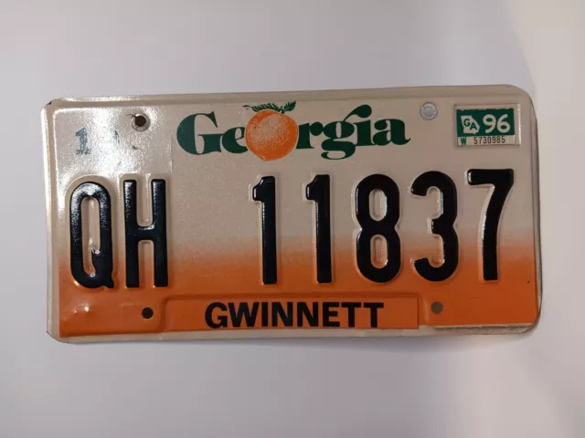 ⭐️Vintage Georgia License Plate Gwinnett County # QH 11837 1996. (S6)