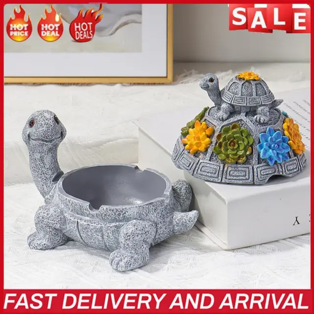 Resin Turtle Ashtray with Lid Handmade Ash Tray Ornaments Crafts Home Decoration