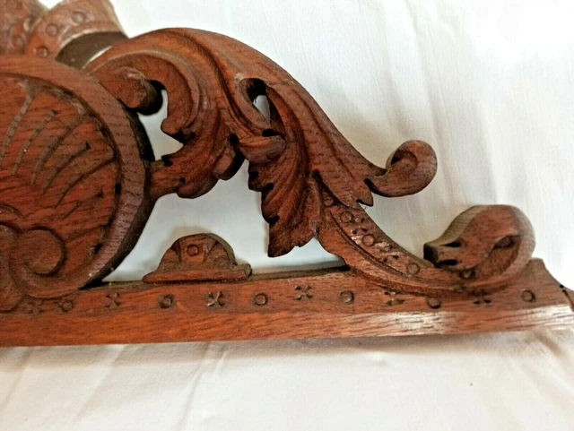 Antique French Wood Carved Oak Pediment Architectural Salvage 3