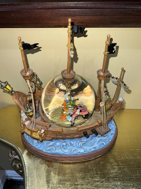 Disney You Can Fly Snow Globe Music Box Jolly Roger Captain Hook Peter Pan Wendy