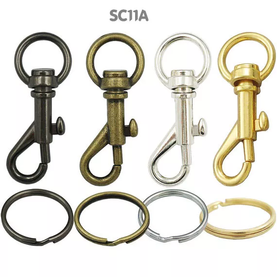 Trigger Swivel Clip Snap Hook Buckle + Keyring Split Ring Key For Bags Handbags 2