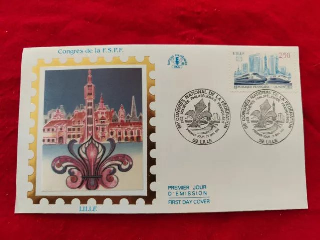 1993 Enveloppe FDC 1er jour sur Soie Congrès de la FSPF , Lille,