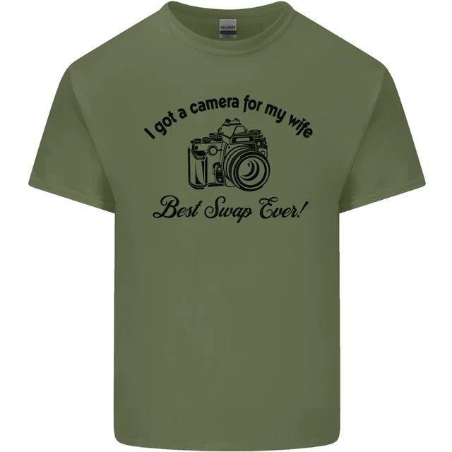 T-shirt top fotocamera per mia moglie fotografo fotografia uomo cotone 6