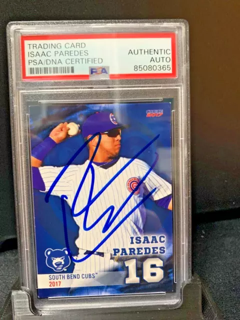 Isaac Paredes autograph signed 2017 South Bend Cubs baseball card PSA SLAB b