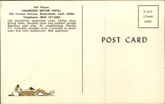 VAGABOND MOTOR HOTEL Hill House Bakersfield California ~ postcard ...