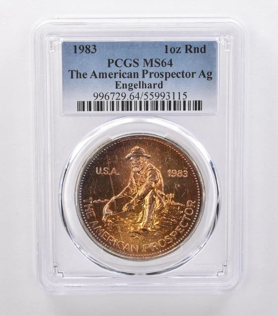 AMERICAN PROSPECTER 1オンスシルバー 1oz Silver Engelhard American Prospector Round. In pre-owned