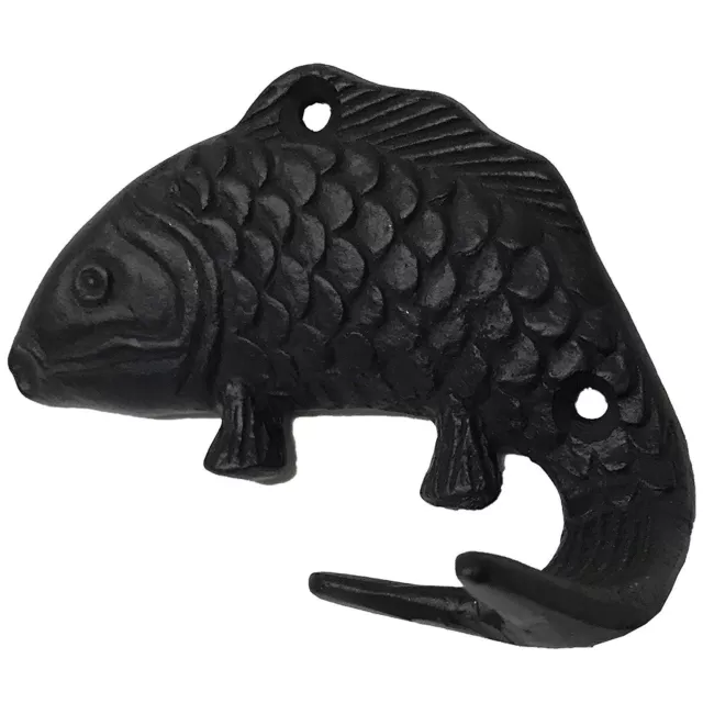 4" - Iron Fish - BB-414 - Coat Hook - For coat, bag, etc - Black Finish For...