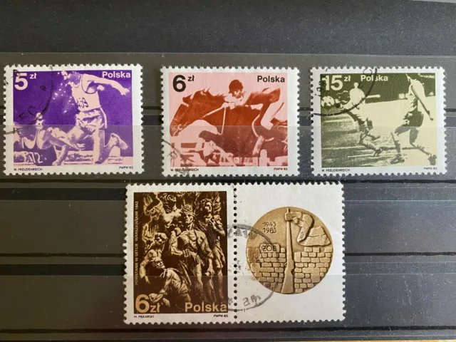 Briefmarken Polen Polska 1983 Mi-Nr. 2862 - 2864, 2866 mit Zierfeld gestempelt