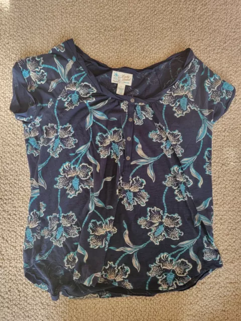 Lucky Brand Large Women's Short Sleeve Shirt Scoop Neck Flowery