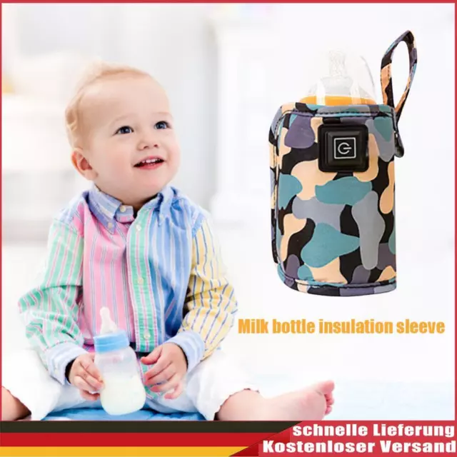 Calentador de biberón USB para bebé portátil sobre la marcha para viajar a casa (camuflaje Bl