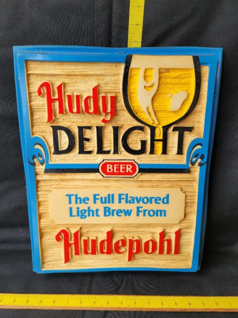 Vintage Hudepohl Hudy Delight Beer Sign Plastic Cracks On Edge Displays Well