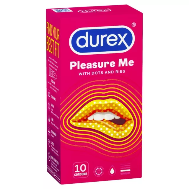 Durex Pleasure Me 10 Condoms Ribbed & Dotted For Extra Stimulation Latex