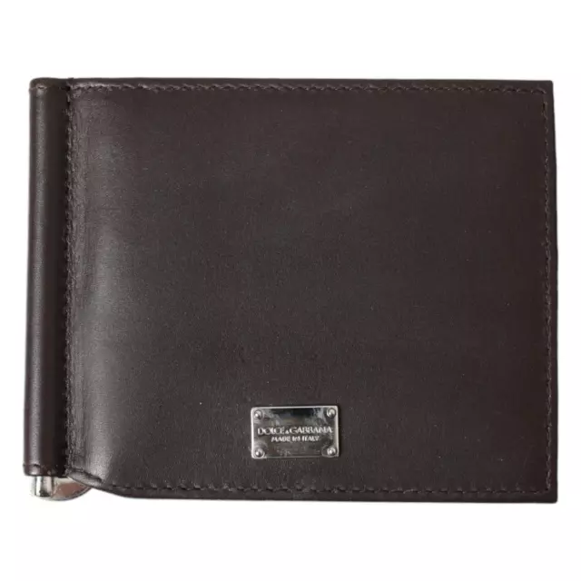 DOLCE & GABBANA Wallet Dark Brown Leather Bifold Logo Card Holder Men RRP 370usd